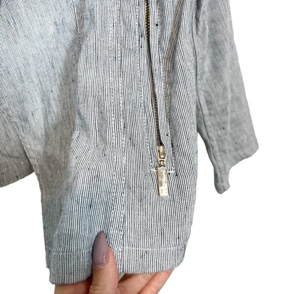 New Chico’s Linen Blend‎ Striped Open Front Blazer - Picture 11 of 14